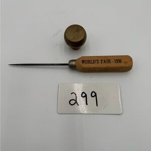 1939 World’s Fair San Francisco Wooden Handle Awl Ice Pick Souvenir Tool Vintage